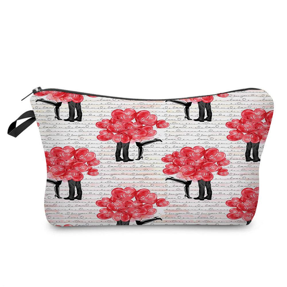 Women Hearts Print Cosmetic Bag Toiletries Organize Travel Storage Case KTB