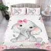 Lovely Baby Elephant FlowersComfortable Duvet Quilt Cover Pillowcase Bedding Set Children Bedroom Decoration Home Textile