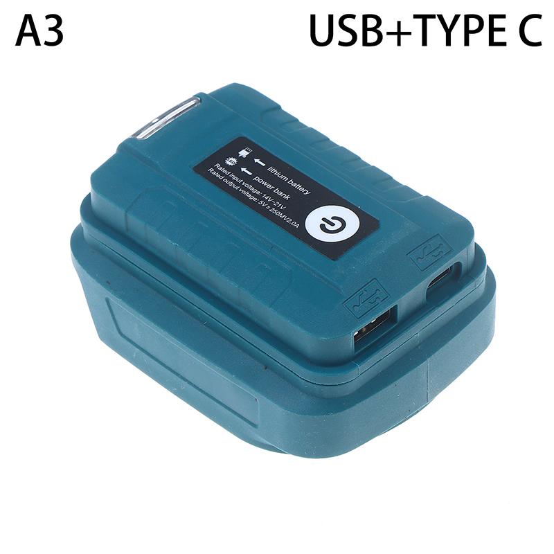 Power Bank Adapter Led Light For Mak 14.4V/18V Li-Ion Battery Usb+Type-C Converter With Led Lamp For Mak Bl1830 Bl1430 Bl1850