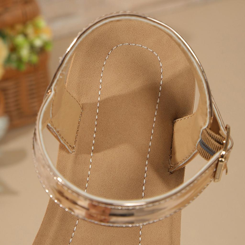 Fashion Fashion Rivet Decor Wedge Sandals for Women Summer Lightweight Non Slip Beach Shoes Woman Buckle Strap Platform Sandalias Mujer
