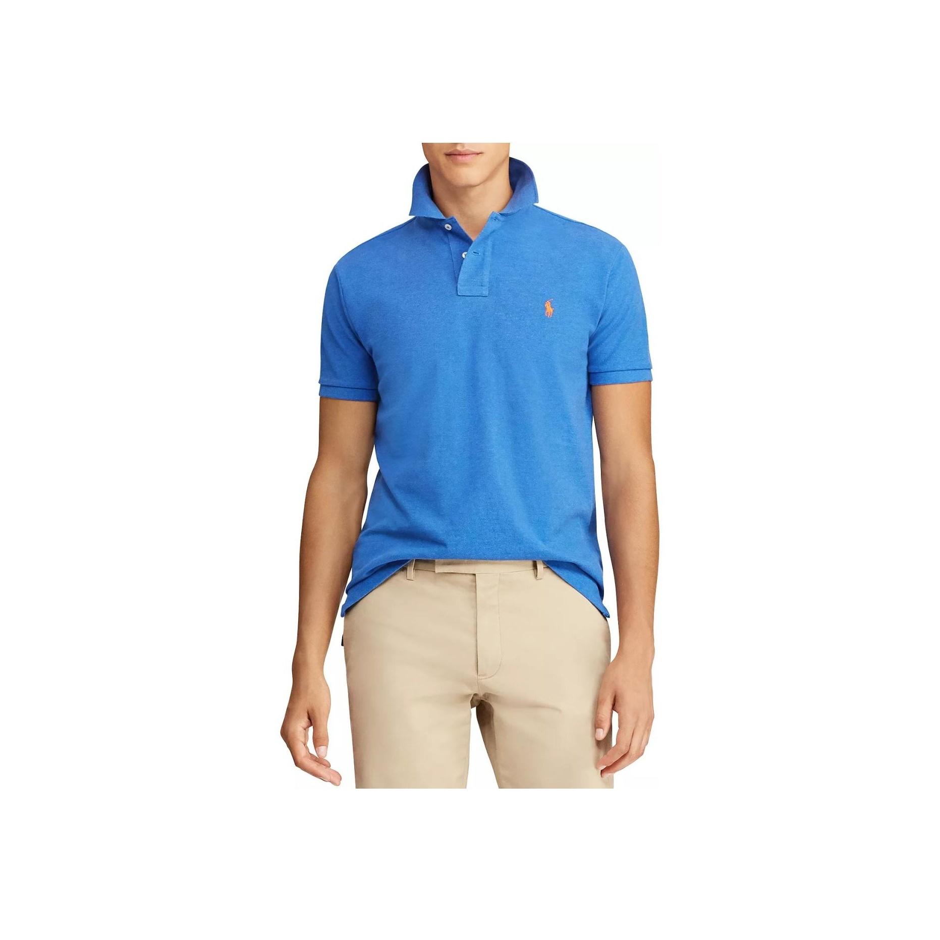 

Polo Ralph Lauren однотонный узор с маленьким пони, вышитые пуговицы, свитер, рубашка поло с коротким рукавом, мужские топы, синий 710680784-065 S