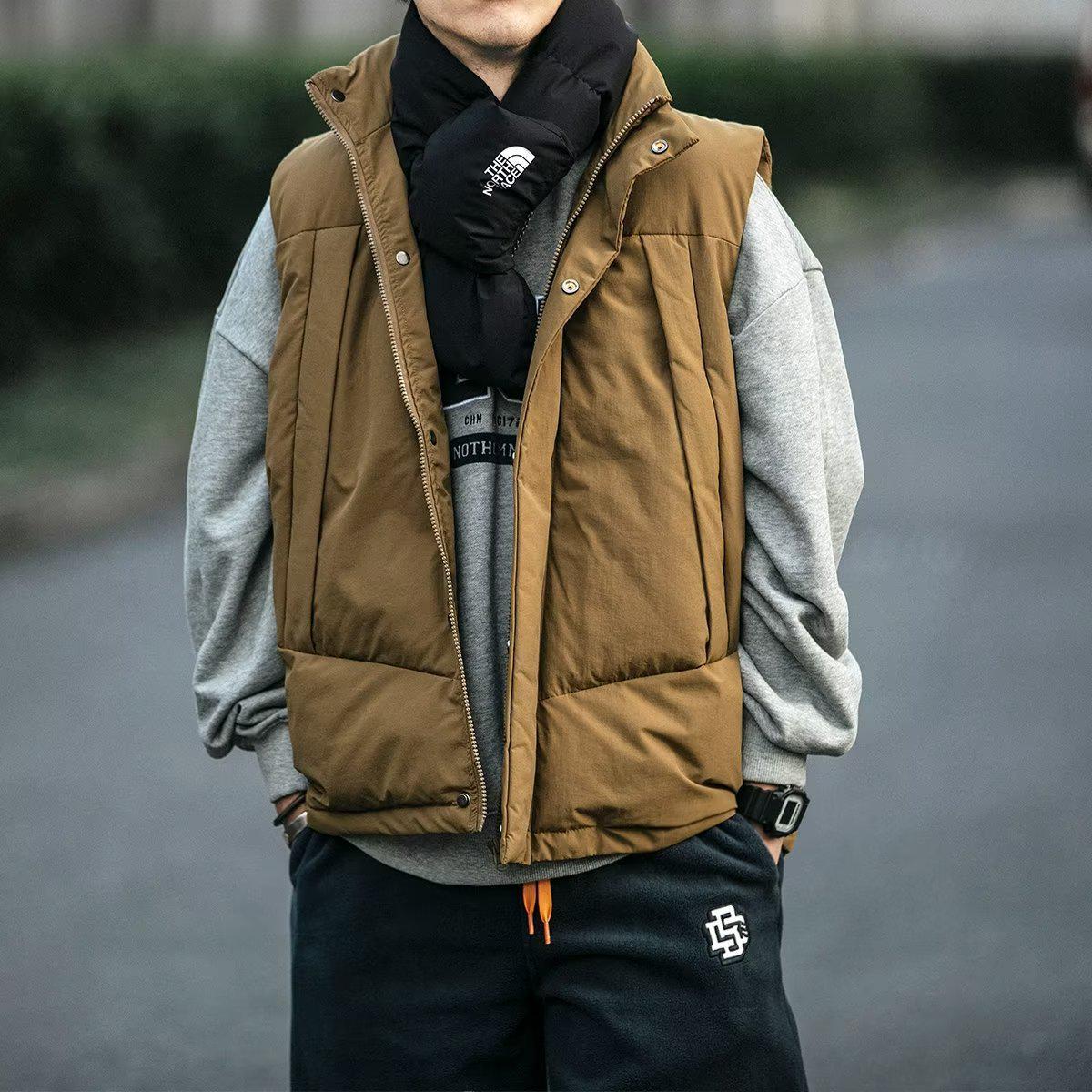 

Мужской зимний повседневный жилет из хлопка с воротником-стойкой XL хаки