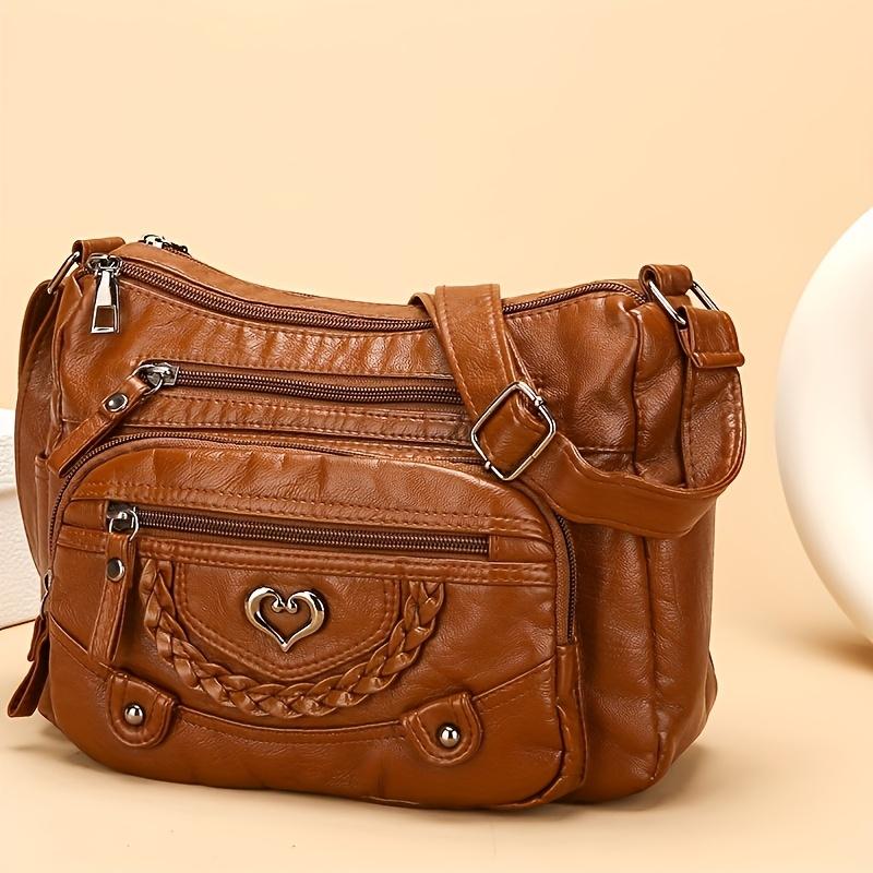 Винтажная сумка через плечо большая вместительная сумка на плечо коричневый