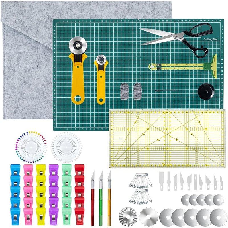 

Rotary Cutter Set With Extra Blades, Craft Tools Kit For Sewing& Quilting, Fiddle-Able A3 Cutting Mat, DIY For Fabric Cutting