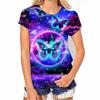 Colorful Butterfly Pattern 3D Digital Printing Women's Comfortable Round Neck Short Sleeved T-shirt