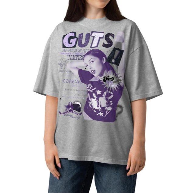 2026 Estate Olivia Rodrigo GUTS Maglietta Unisex Organica Oversize a Collo Alto Y2K Pop Grafica Traspirante Nessuna Sensazione di Soffocamento nella Calda Estate