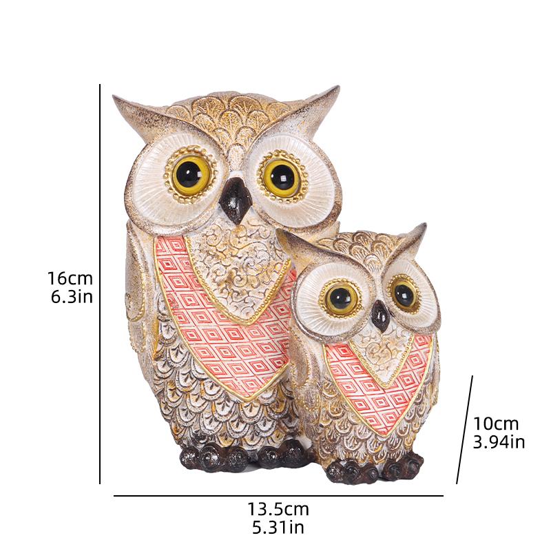 Owl Family Statue Luxury Resin Animal Sculpture for Home Decor, Suitable for Bedroom, Living Room, Study, or Desk
