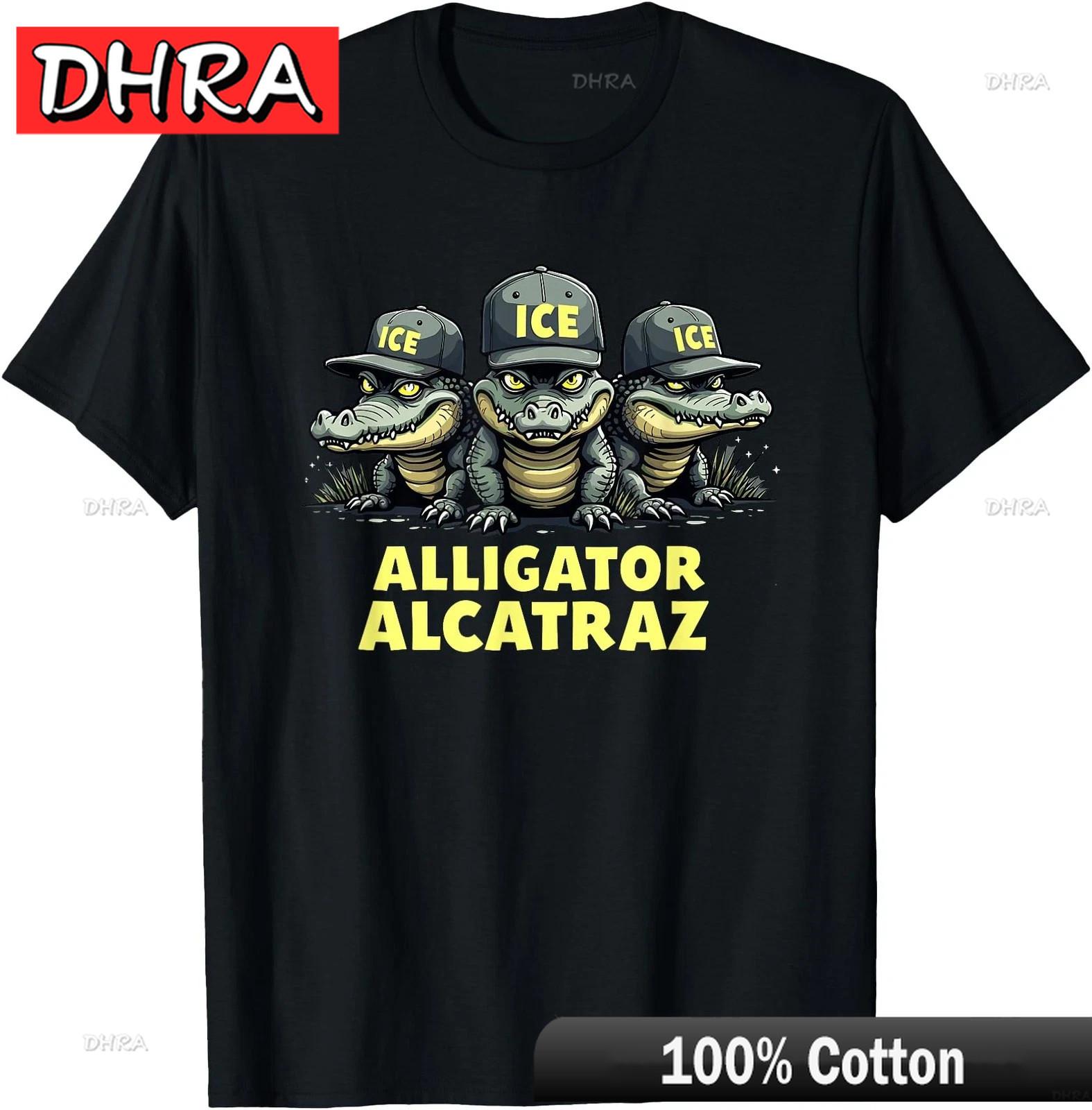 Alligator Alcatraz TShirt Funny Florida ICE Graphic Novelty Tees Fan TShirt Creative Cute Cool Tees Shirts for Couples TShirt S