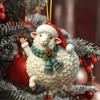 1Pcs Christmas Sheep 2D Acrylic Ornament with Santa Hat Scarf Lovely Xmas Tree Hanging Pendant for Winter Holiday Home Decor