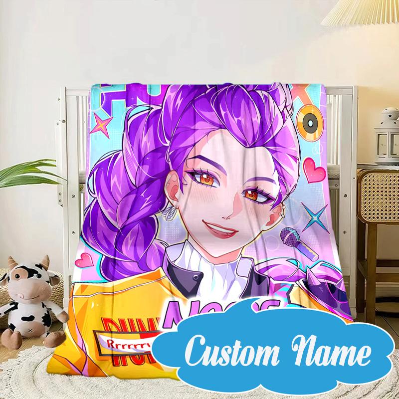 Custom Name KPop Cartoon Blanket bed sofa Blanket Flannel Blanket for Camping, Hiking, Picnic Essentials,gift for Fan family