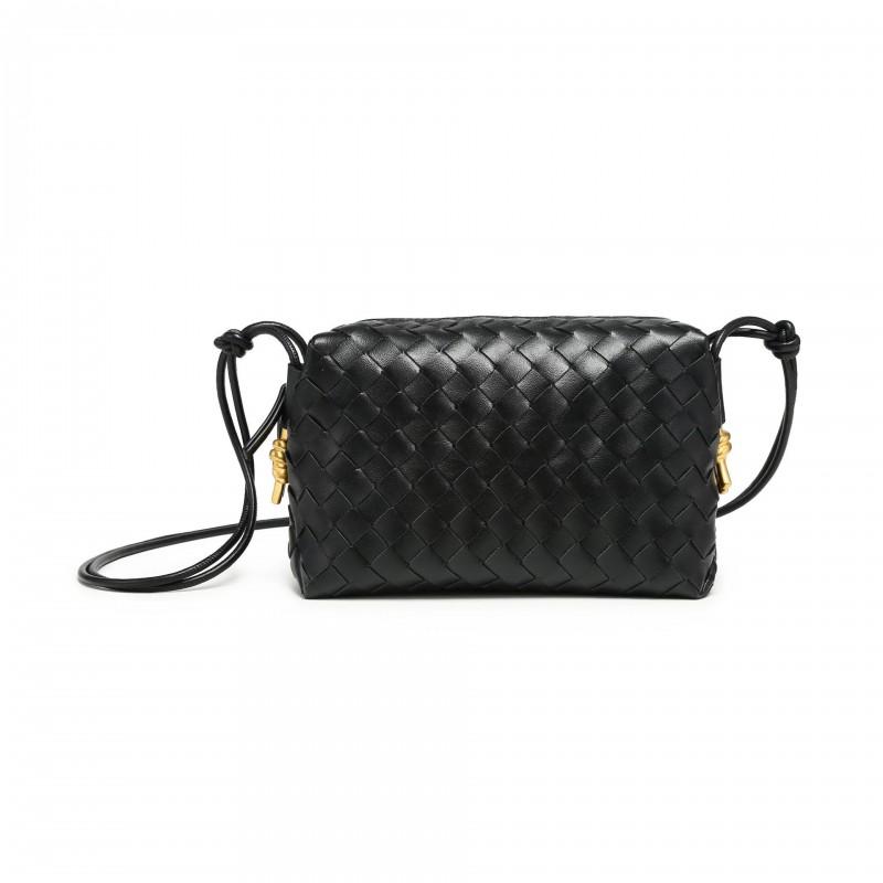 Mini Woven Crossbody Camera Bag Women Soft PU Leather Large Capacity Urban Chic Shoulder With Zip