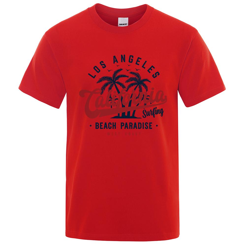 Los Angeles California Beach Paradise Men Tops Fashion Crewneck T-Shirt Breathable Oversize Clothes