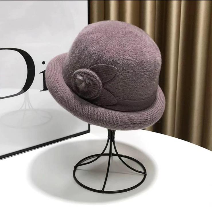 Dámský zimní klobouk kbelík Elegantní větruodolný klobouk typu basin zdobený květinami Ultra silný hřejivý podzimní zimní klobouk z imitace kožešiny
