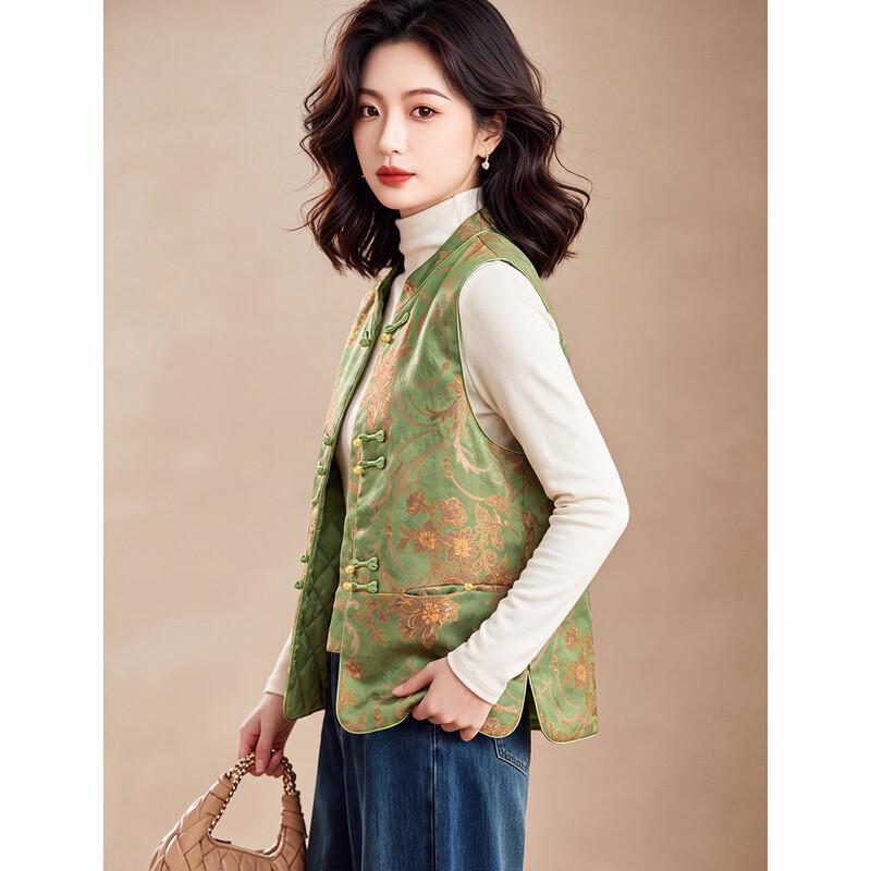 Women's Neo-Chinese Style Floral Padded Vest