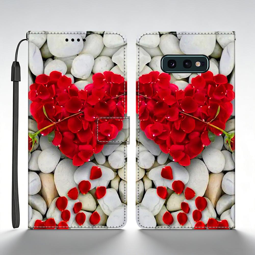 Чехол-бумажник с принтом для Samsung Galaxy S10e, кожаная книжка-чехол для Samsung S10e, чехол с розовым цветком, противоударный корпус для телефона Samsung S10e