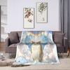 Funny Angel Meowl Cat Blanket Winter  Comfortable Throw Blanket For Adults Girls Sofa Home Flannel Bedspread Bed Cover