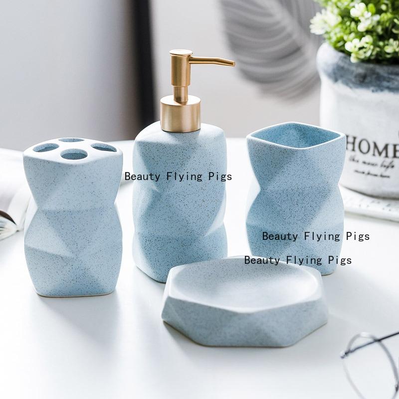 Ceramic Bathroom Wash Set Bathroom Supplies Toothbrush Cup Toothbrush Cup Soap Dish Lotion Bottle Household Toiletries Set