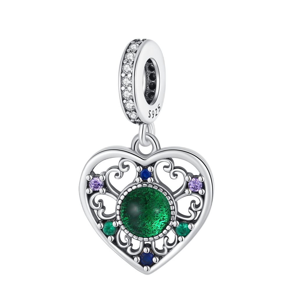Grüne Farbe Charms Fit Armbänder 925 Silber Avocado Klee Perle Kaktus Chamäleon Zirkon DIY Schmuck Charme