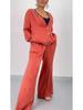 Ensemble Cardigan Patchwork Col Rond Femme Automne/Hiver 2025 & Pantalon Jambe Large