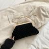 Elegante Borsa a Mano da Sera con Strass Manico Superiore Monocolore Borsa a Tracolla con Catena Borsa a Spalla
