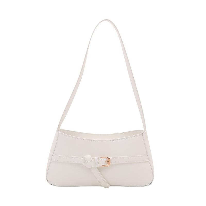 

New seasonal fashion simple large capacity glossy commuting solid color design temperament texture shoulder armpit bag білий