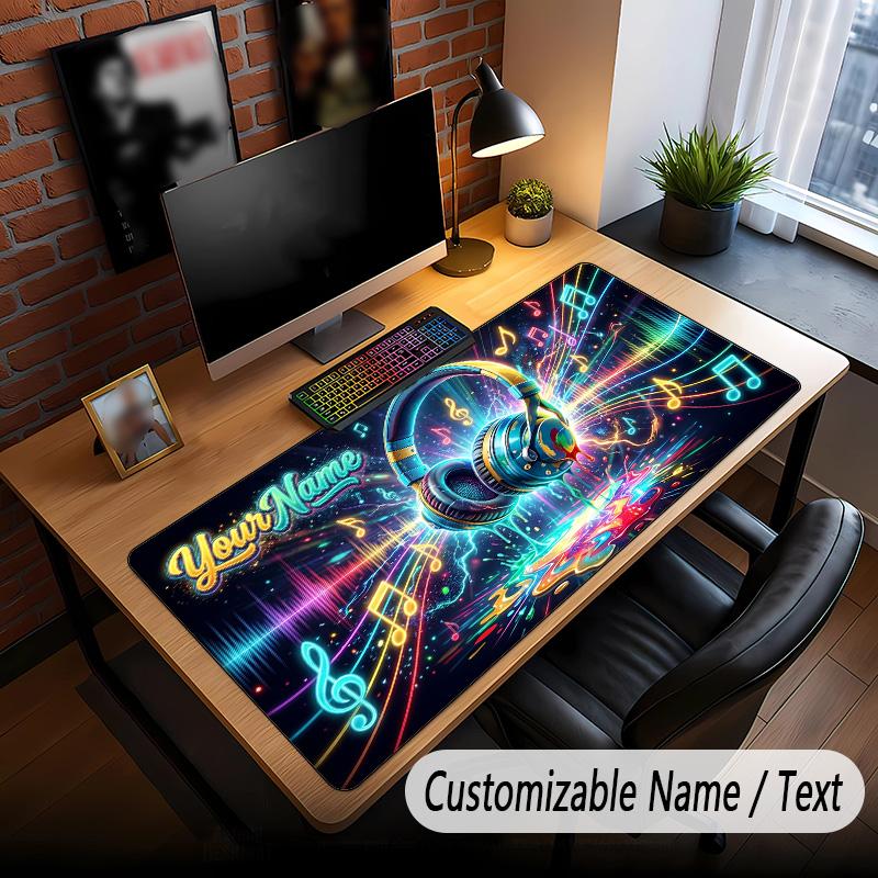 Music DJ Theme Custom Mouse Pad Personalized With Name Text Customized Desk Mat For Office Home Decor