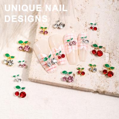10 Stück Cherry Beauty Nail Art Strasssteine funkelnder Ins-Stil dreidimensionale Legierungsdekorationen für Nägel Schmuck