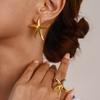 Boucles d'oreilles Anneau Étoile de Mer Style Océanique Été pour Femmes Couleur Or 18K Acier Inoxydable Bijoux de Vacances Quotidiennes Cadeau