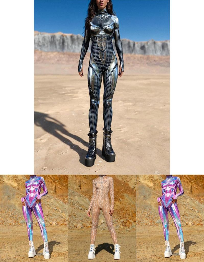 Halloween Cosplay Einteiler Mit Spandex-Material Für Erwachsene Zum Verkleiden Und Für Mottopartys