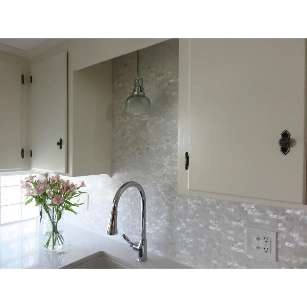 Premium Mother of Pearl Mosaic Tile Eco-Friendly Wall Art Natural Shell Kitchen Backsplash Bathroom Accent Walls 12x12 In 1-Pack