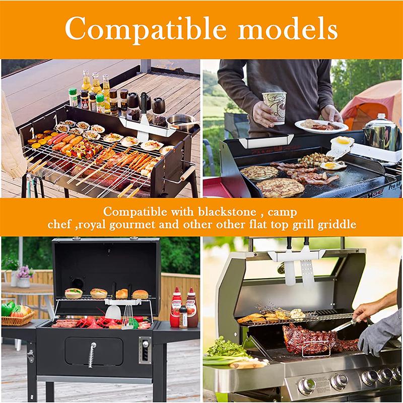 LMETJMA Stainless Steel Griddle Spatula Stand Grill Barbecue Tool Rack Hold Rack Griddle Accessories Holder Clip JT44