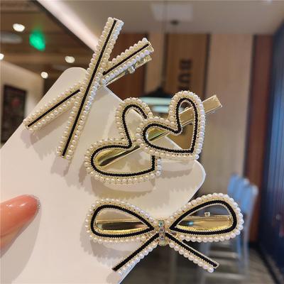 Pearl Bow Vlásenka Boční klip Módní Temperament Vlásenka Kovový culík účes Korejská čelenka Vlasové doplňky