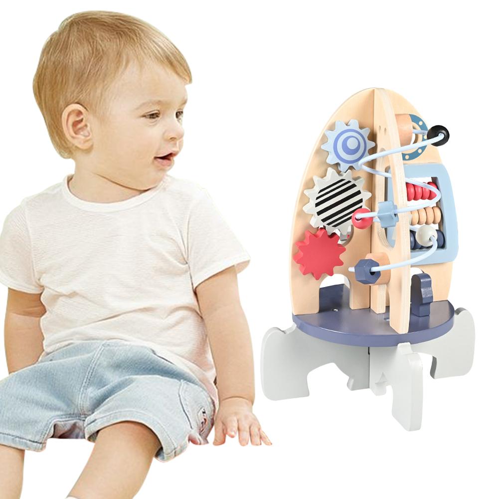 Space Rocket Wooden Montessori Toys Sensory and Educational Toys Busy Board Toys for 1 Year Old & Girl Birthday Gifts