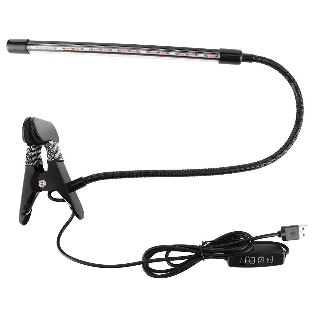 10W USB-drevet LED-plantelamper Fullspektrum Clip-on Vekstlys for Innendørs Grønnsaksblomster Frøplanter