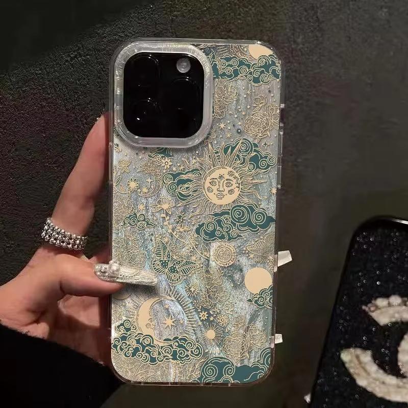Fashion Retro The Sun Moon Starry Sky Phone Case For iPhone 17 16 15 14 13 12 11 Pro Max 17 Air XR XS 16E INS ShakeProof Cover