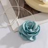 Fabric Flower Tie Choker Necklace Long Rope Lock Collarbone Chain Fashion Neck Decoration Fabric Floral Tie-Up Choker