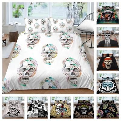 Quilt Cover with Pillowcase Highend Duvet Sets All Size Home Textiles 3D Skull Printed Bedding Suit Gift for Children