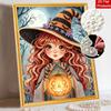 Halloween pearl painting art full pearl pumpkin witch handmade diy home decorations