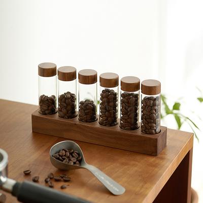 Kaffeebohnen Aufbewahrungsbehälter Präsentationsständer Walnuss Tee Dose Flasche Glas Espresso Kaffee Zubehör Werkzeug Barista Kaffeegeschirr Sets