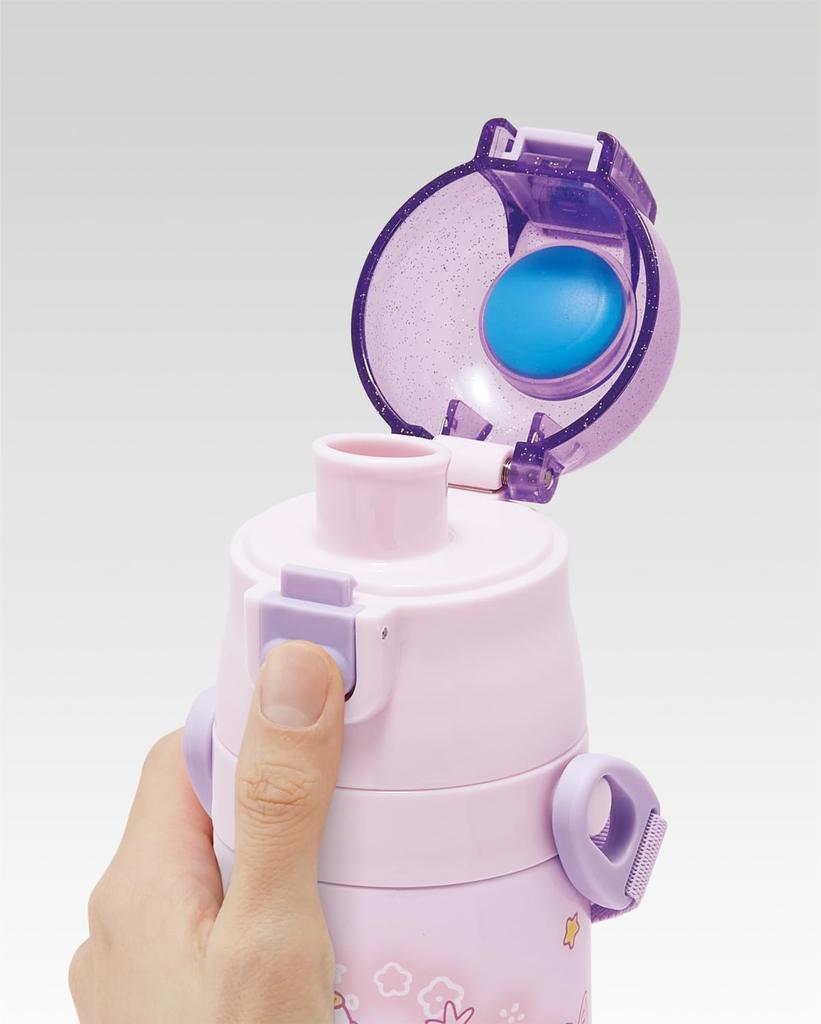 Skater Water 470ml or 430ml Miiruka Stainless Sports Children's Bottle, 2-Way, (Direct Drinking) (Cup Drinking), Design, Girls' Steel, Insulated,