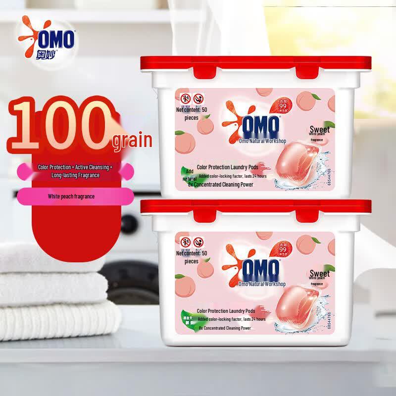 OMO Peach Blossom 3-in-1 Concentrated Laundry Detergent Pods