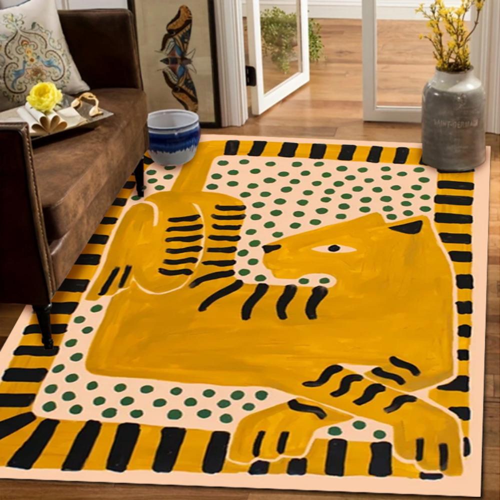 Modern Tiger Non-Slip Area Rug Machine Washable Carpet for Living Room Bedroom Home Decor Soft Floor Mat Floor Covering