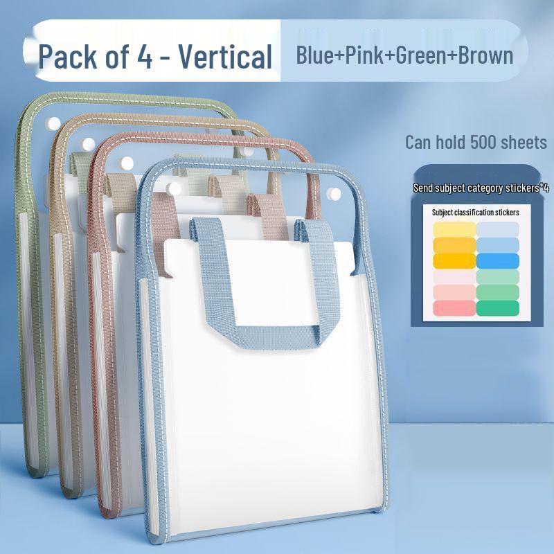 Accordion File Bag for Students: Test Paper and Subject Classification Storage Album