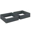 Set of 2 291L Raised Garden Bed, Elevated Galvanised Planter Box for Flowers, Herbs, 100x100x30cm, Dark Grey