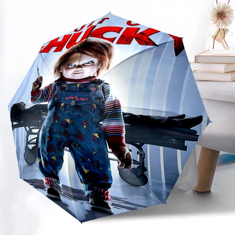 1pc Chucky's Cult Durable Cartoon Folding Umbrella, Portable Compact Umbrella for Men and Women I018
