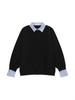 Men's American Minimalist Retro Two-Piece Style Sweatshirt: Autumn Loose Casual Preppy Long-Sleeved Top with Shirt Collar.