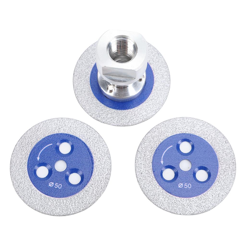 3PCS Brazed   Saw Blades   Angle Grinder Cutting Carving Disc for Marble   Stone Concrete 50MM Outer Diameter Blue
