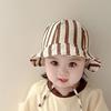 Striped Pattern Double Sided Baby Bucket Hat Breathable Panama Bonnet  Beach
