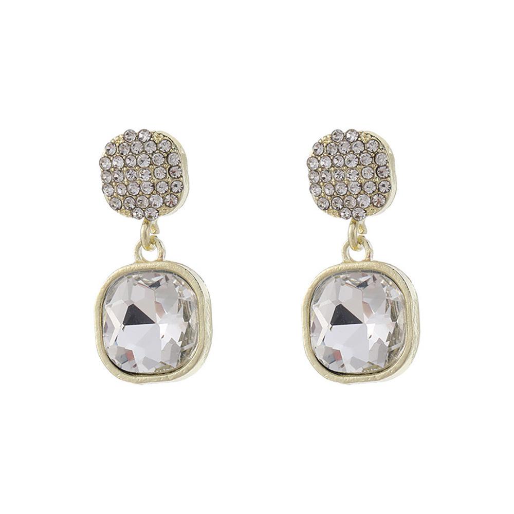 Fashion Geometric Diamond Earrings Niche Temperament Simple Versatile Earrings Light Luxury Premium Earrings