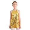 Tuta senza maniche per bambina con paillettes all-over e stile pagliaccetto corto per occasioni speciali